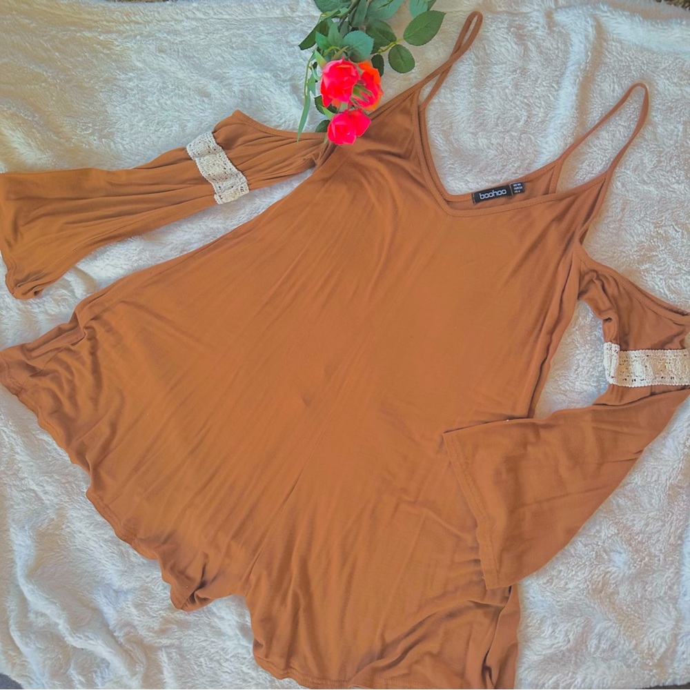 Brown Cold Shoulder Romper